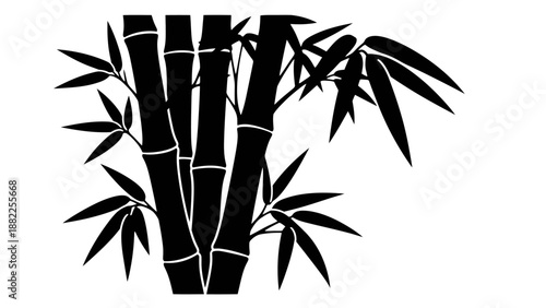 Black and white bamboo silhouette illustration for design projects and commercial use