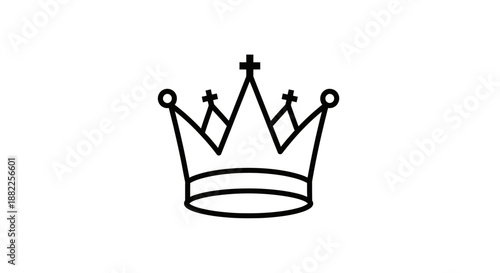 Minimalist crown illustration black and white symbol of royalty and authority