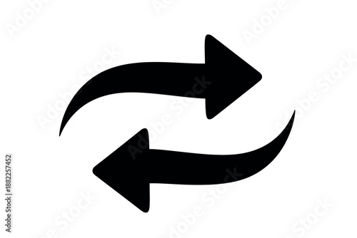 Two black arrows curved in a circular motion pointing in opposite directions