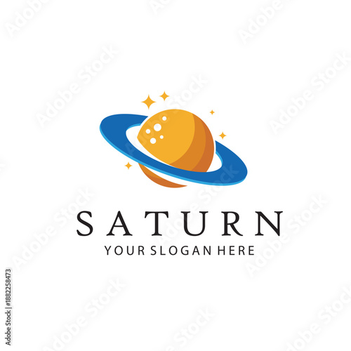 design of planet saturn with stars isolated on white background