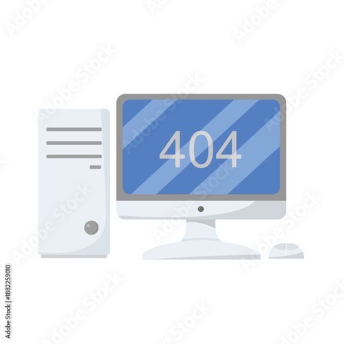 Blank flat screen LCD computer monitor with a digital PC desktop display and a sleek mouse representing modern office technology and internet communication in a professional business illustration