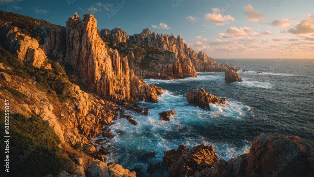 Fototapeta premium Rugged Coastline at Sunset