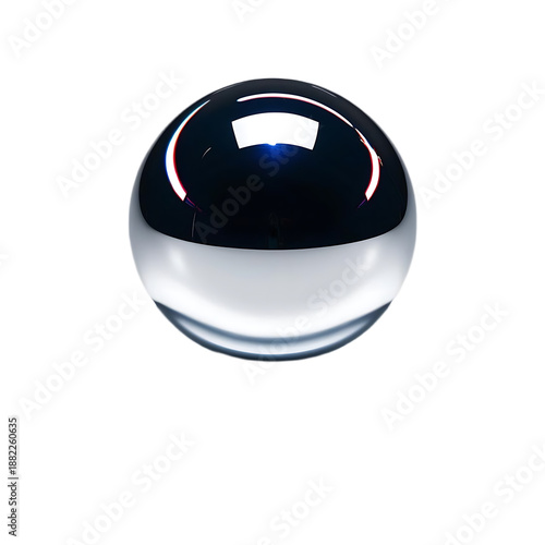 Sleek black and white crystal ball with reflective surface in soft studio lighting for luxury branding