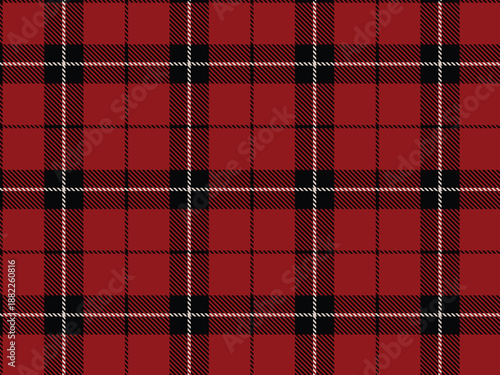 Tartan plaid pattern, red black and cream tartan plaid seamless pattern. Classic Scottish plaid check fabric texture background