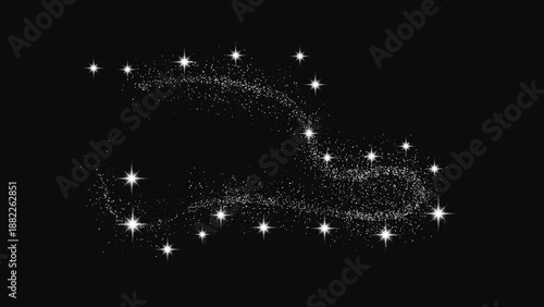 Silver glittering confetti wave and stardust