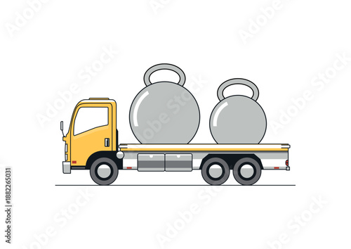 60 - 40 rule of load distribution. Flatbed truck loading hazards.  Vector.