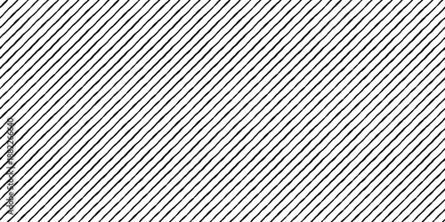 Black pattern of diagonal lines drawn by hand. Thin diagonal stripes, seamless striped wallpaper, repeating diagonal texture, vector background with slanted stripes for frames, layouts and minimalist 