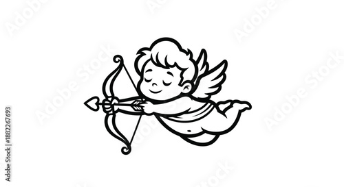 Cute Cupid angel with bow and arrow vector illustration