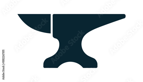 A dark blue anvil icon on a white background, symbolizing strength and industry
