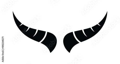 A pair of black bull horns on a white background