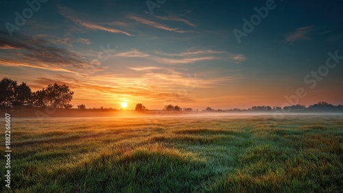Wallpaper Mural Sunrise over misty field Torontodigital.ca