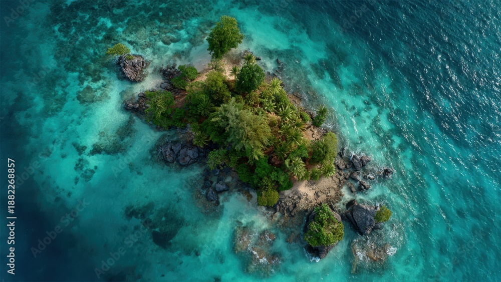 Fototapeta premium Tropical Island Aerial View