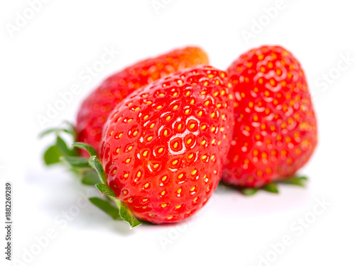 Ripe strawberries isolated on a white background, fruit