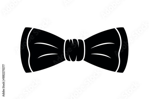 A simple black bow tie with white lines on a pure