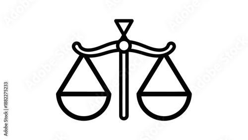 Libra Zodiac Sign Scales Outline on Isolated White Background