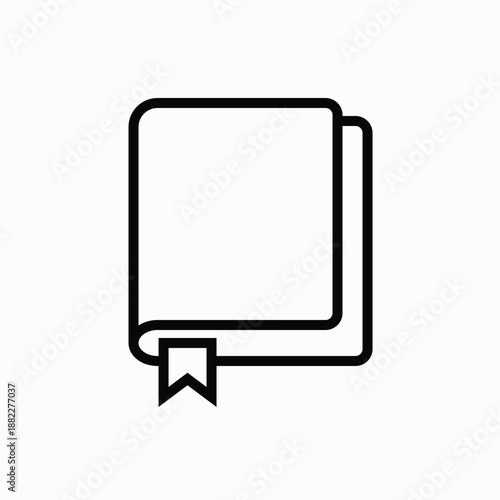 Closed Hardcover Book Outline Icon with Bookmark for Education