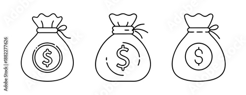 Financial security concept with money bags illustration icon set