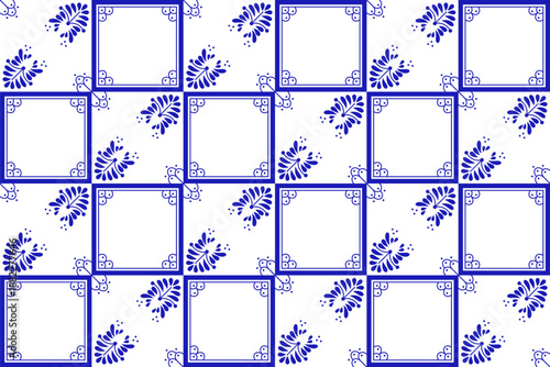 Traditional Mexican Talavera Seamless Pattern With Flower Motif. Ceramic Tile From Puebla. Vector Illustration.