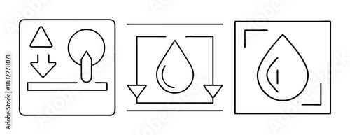 Water purification and filtration process line icons with adjustable settings vector