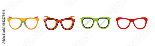 Colorful spectacle frames isolated on white, eyeglasses fashion accessory collection