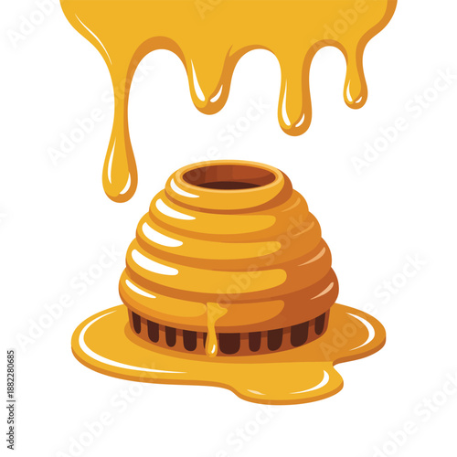 An illustration of a honeycomb with honey dripping from it