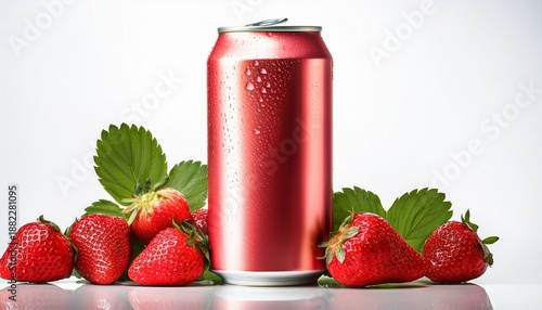Strongbow Strawberry Flavour Cider Can Isolated On White Background