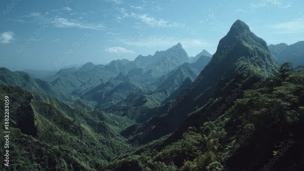 Naklejka premium Lush Green Mountains Landscape
