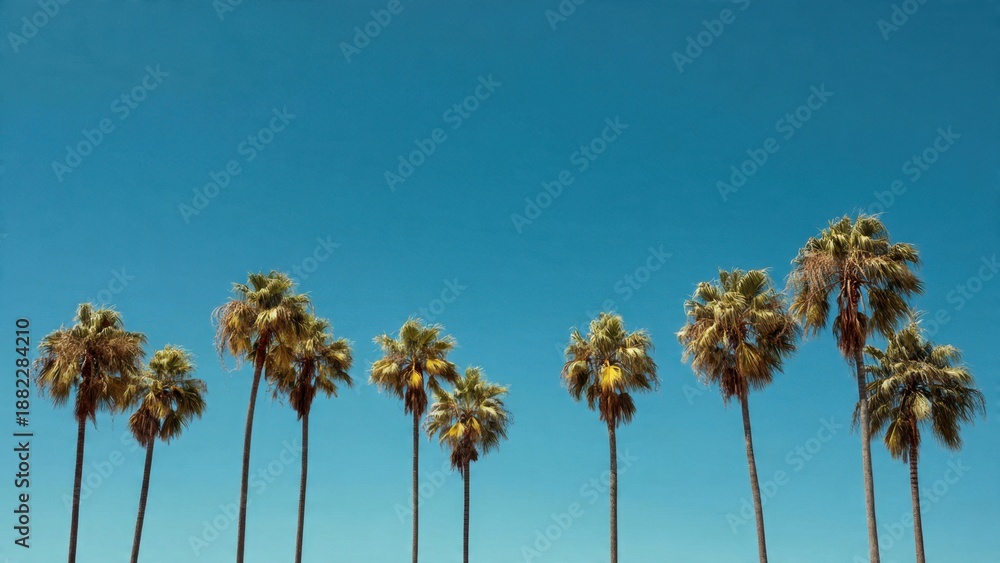 Fototapeta premium Palm trees against clear blue sky