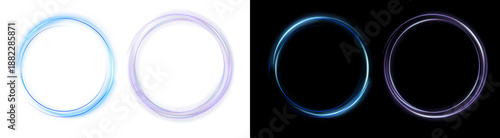 Obraz na plátně PNG image Collection of four vibrant, glowing circular light trails and neon rin