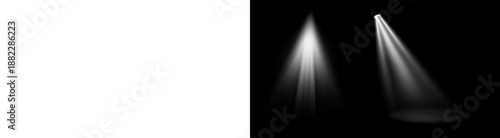 Foto PNG image collection of four distinct white spotlight beam designs illustrating