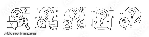 Question and answer icons, help, support, faq, inquiry vector set