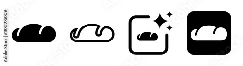 Bread icon for bakery and food industry in black with transparent background vector illustration