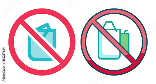 Two no plastic bag icons promoting eco-friendly choices