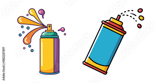 Silly string spray cans fun party celebration streamers isolated