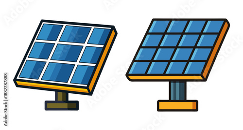 Two solar panels on stands generating clean energy
