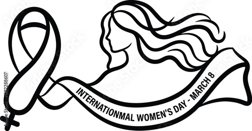 Purple ribbon awareness symbol for women empowerment illustration