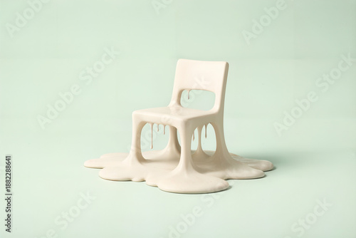 Melting Chair: A minimalist design piece showcasing a chair seemingly melting, merging form and function in a surreal and artistic expression. 