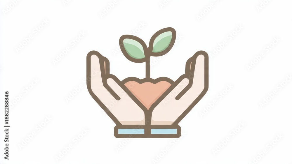 Fototapeta premium Hands holding a seedling illustration