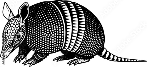 Armadillo vector illustration silhouette cute mammal animal drawing graphic art design isolated on white
