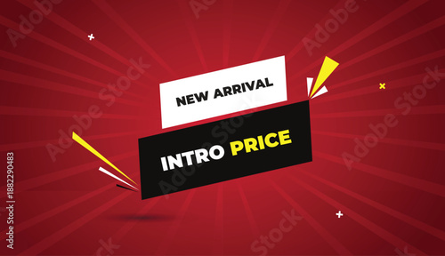Fotografija new arrival intro price web banner vector art template design badge icon label b