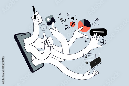 Creative banner of mobile services. Vector illustrations for web banner, social media banner, business presentation, marketing material. 