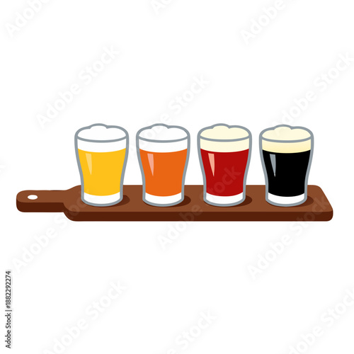 Beer Tasting Flight Set Flat Vector Illustration