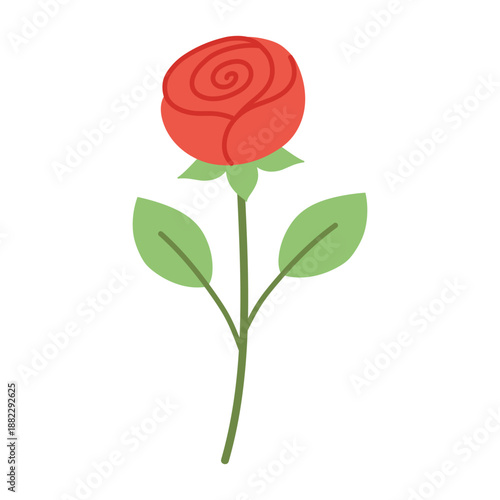 Romantic rose illustration symbolizing love and passion. For Valentine, wedding design, floral branding, card, invitation, poster, print, elegant romantic visual. Isolated background. Hand drawn.