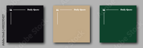 Quote rames Blank Template Set. Modern empty Daily Quote templates with copy space for text. Quotation mark morder Text Box on modern  gradient backgrounds.