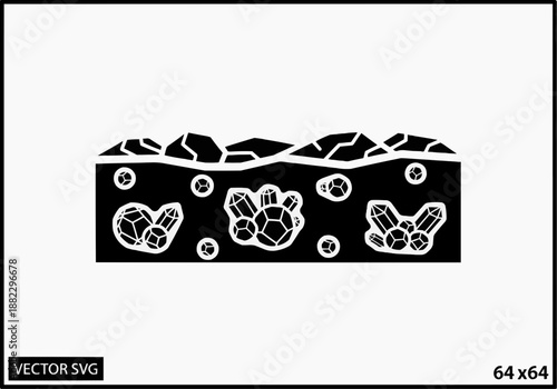Illustration of Crystals and Molecules in a Scientific Diagram Format on a Rectangular Background from a Direct Viewpoint