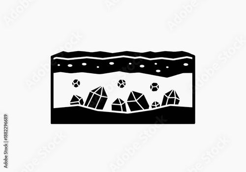 Snowy landscape with igloos and snowflakes falling from the night sky, serene winter scene illustration