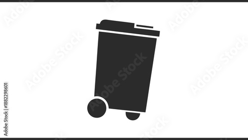 Vector illustration of a dark grey wheeled garbage can, perfect for waste disposal and environmental themes