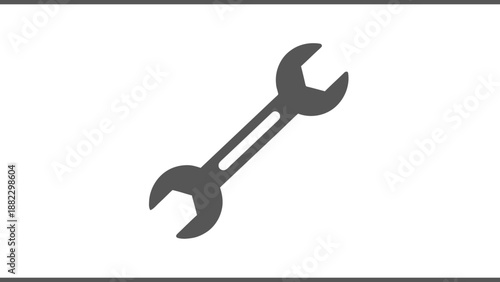 Vector illustration of a gray wrench tool for repair and maintenance, symbolizing service and engineering concept