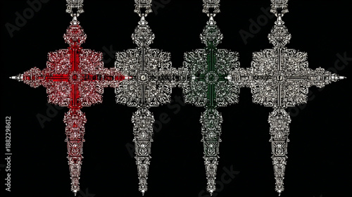 Colorful ornate cross pendants jewelry.