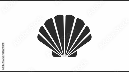 Minimalist scallop seashell vector icon